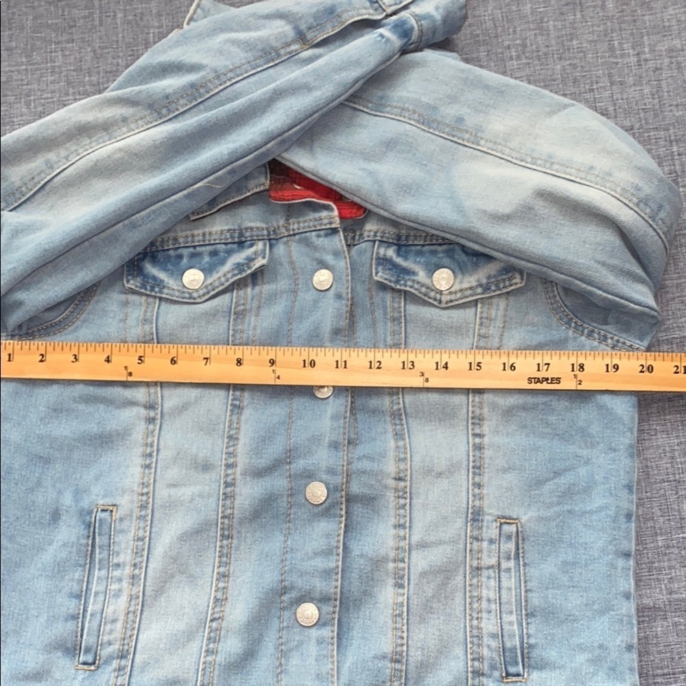 BBJ Los Angeles Women's Jacket Plaid Denim Jean Red Blue Flannel Medium Apparel - Picture 7 of 8